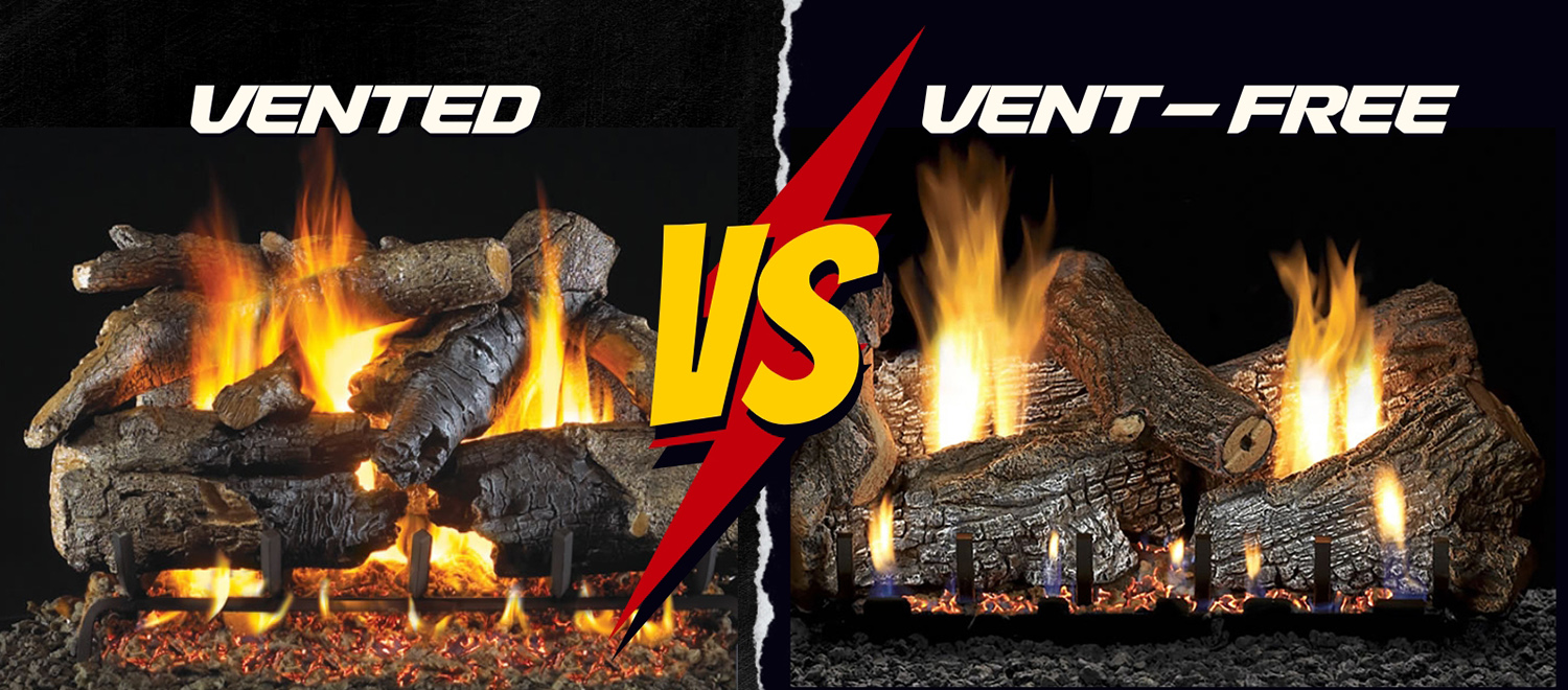 the difference between vented and ventless vent free gas fireplace log inserts